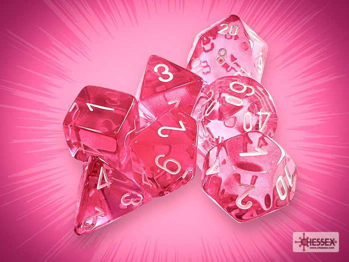 Chessex - 7 Piece - Translucent - Pink/white