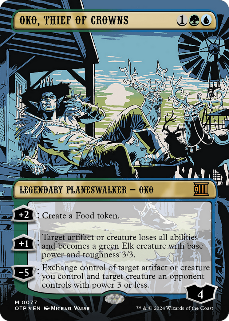 Oko, Thief of Crowns (OTP-077) - Breaking News (Borderless) Foil [Mythic]