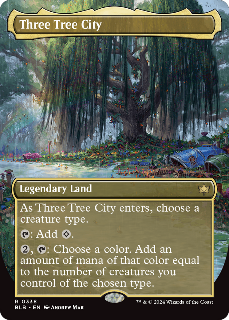 Three Tree City (BLB-338) - Bloomburrow (Borderless) Foil [Rare]