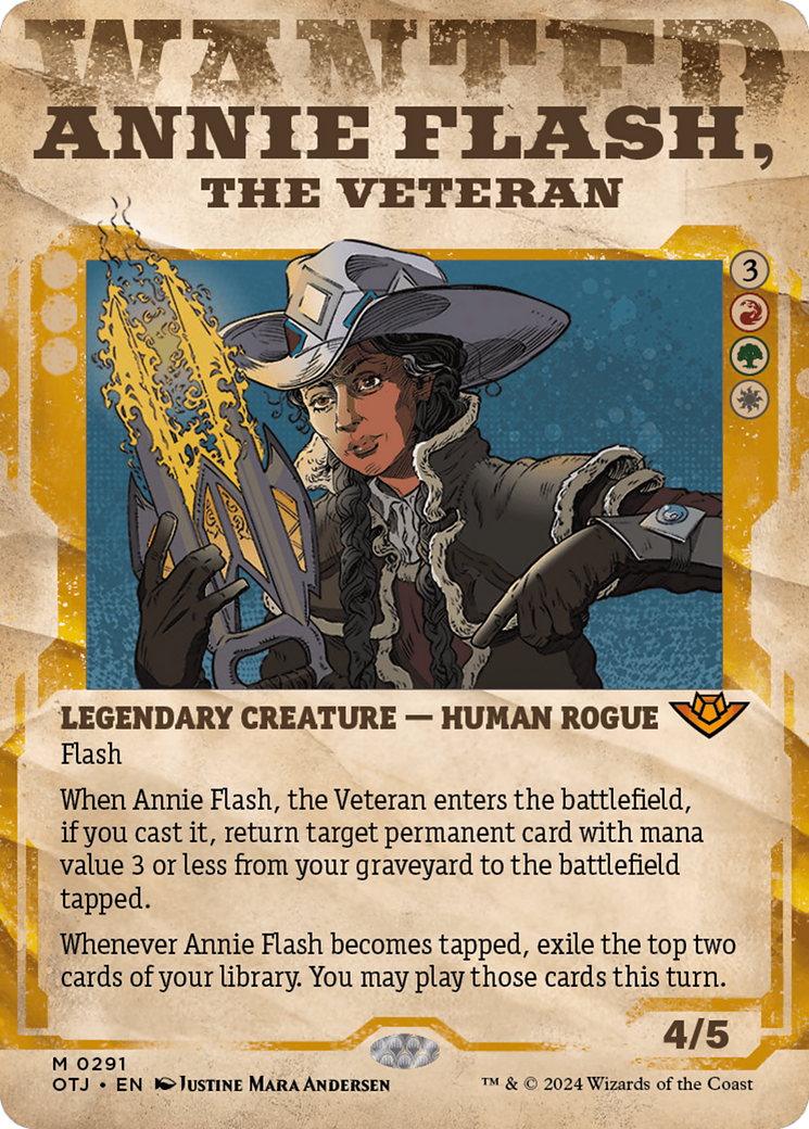 Annie Flash, the Veteran (OTJ-291) - Outlaws of Thunder Junction: (Showcase) (Borderless) Foil [Mythic]