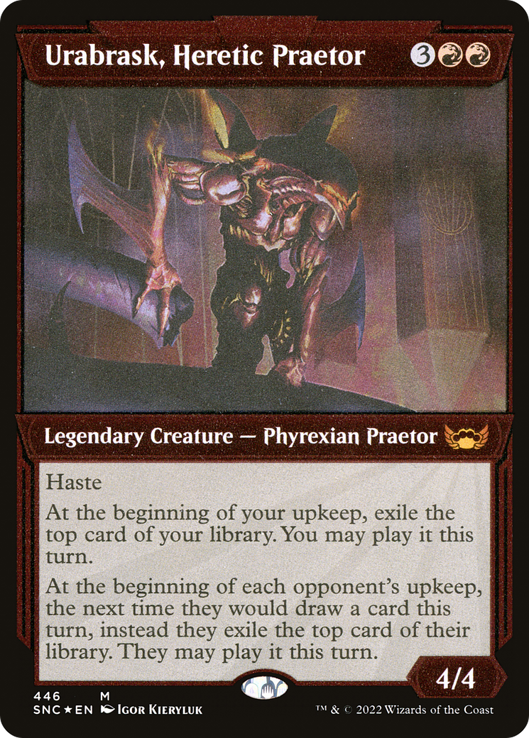 Urabrask, Heretic Praetor (SNC-446) - Streets of New Capenna: (Showcase) Etched Foil [Mythic]