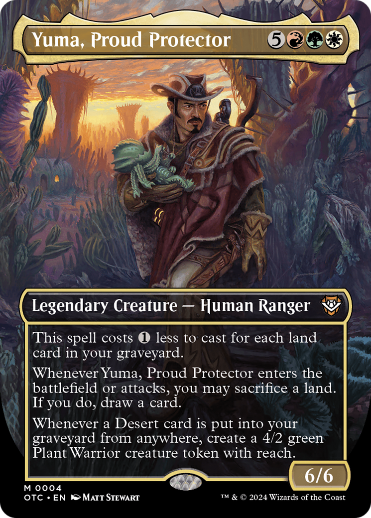 Yuma, Proud Protector (OTC-004) - Outlaws of Thunder Junction Commander (Borderless) Foil [Mythic]