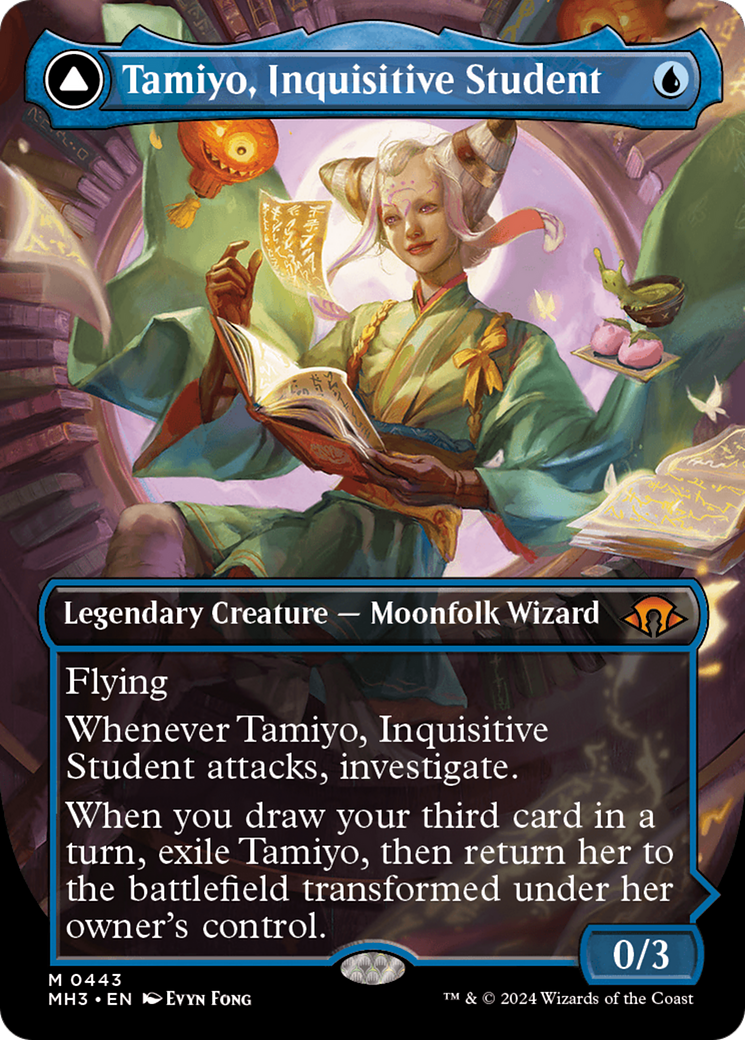 Tamiyo, Inquisitive Student // Tamiyo, Seasoned Scholar (MH3-443) - Modern Horizons 3 (Borderless) Foil [Mythic]