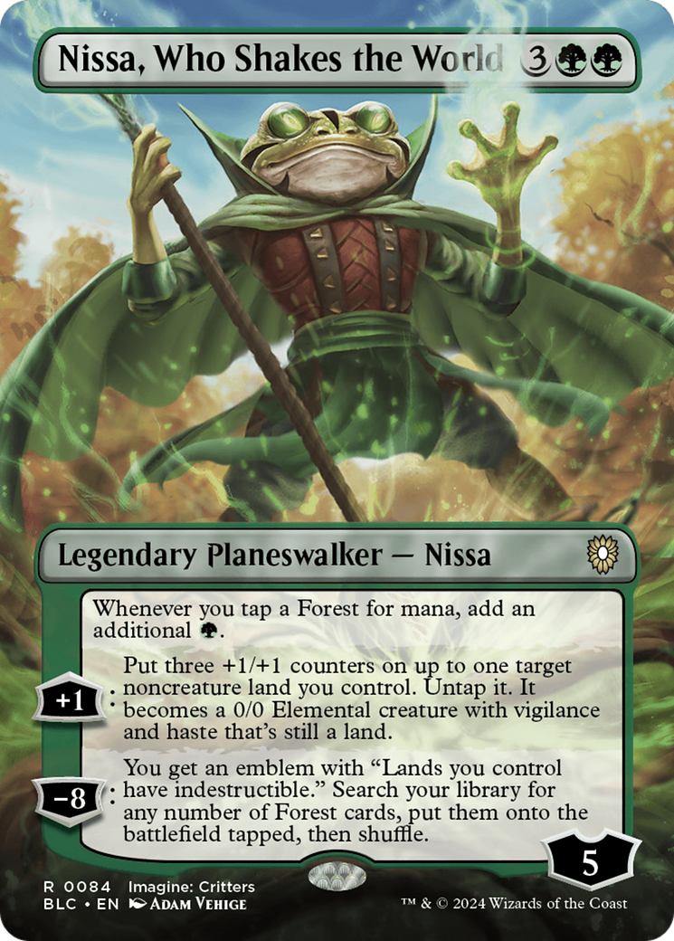 Nissa, Who Shakes the World (BLC-084) - Bloomburrow Commander (Borderless) Foil [Rare]