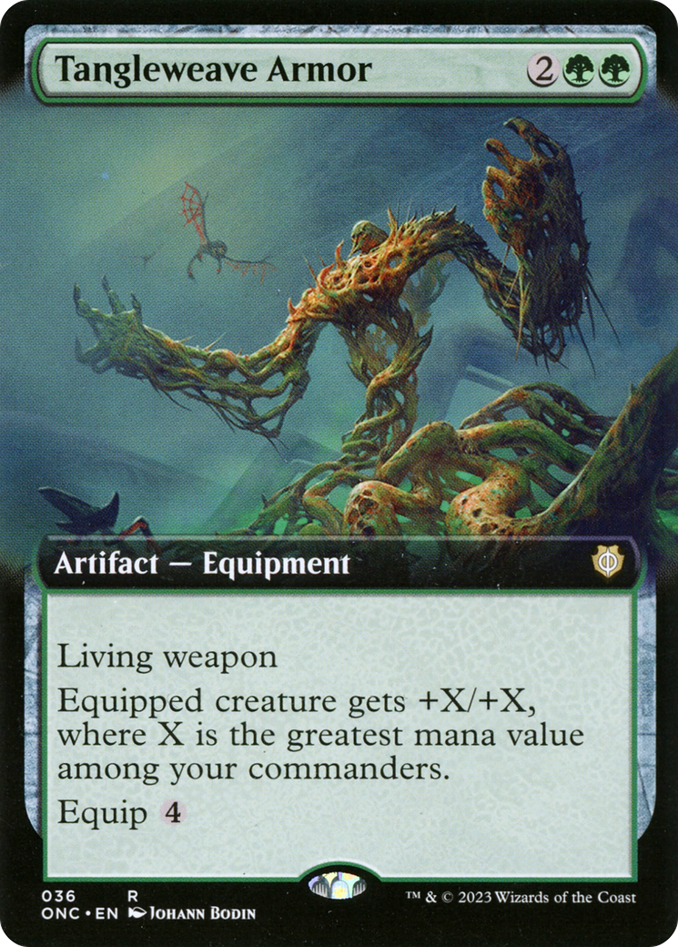 Tangleweave Armor (ONC-036) - Phyrexia: All Will Be One Commander: (Extended Art) Foil [Rare]