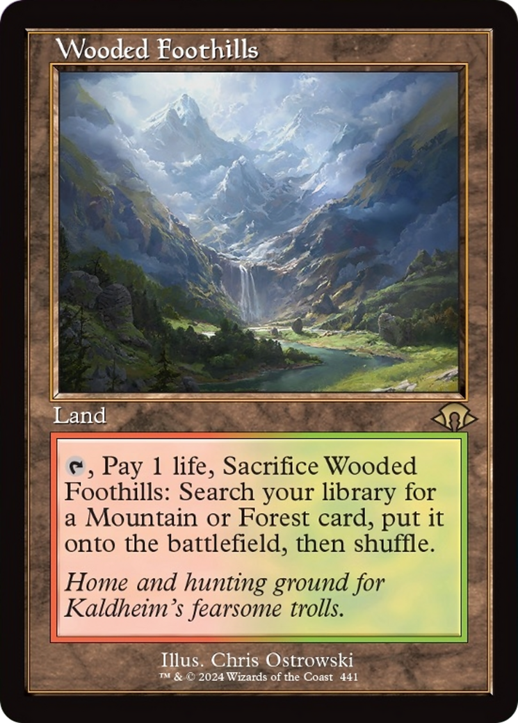 Wooded Foothills (MH3-441) - Modern Horizons 3 [Rare] Retro Frame