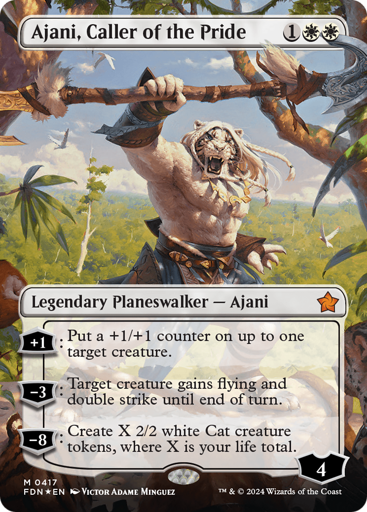 Ajani, Caller of the Pride (FDN-417) - Foundations (Borderless) Foil [Mythic]