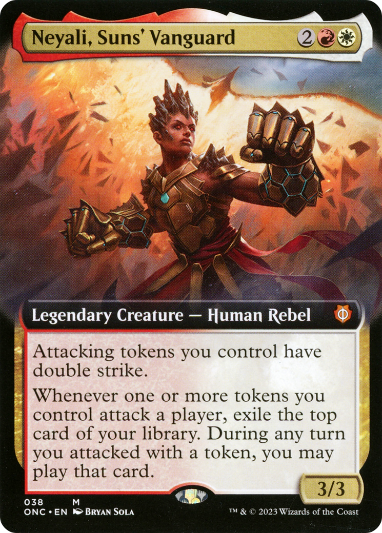 Neyali, Suns' Vanguard (ONC-038) - Phyrexia: All Will Be One Commander: (Extended Art) [Mythic]