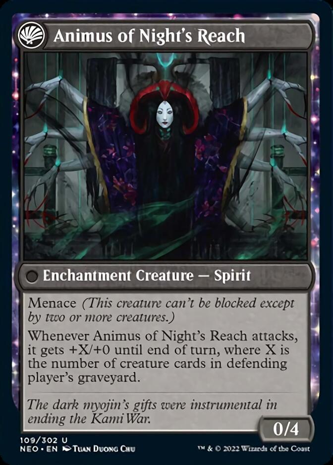 The Long Reach of Night // Animus of Night's Reach (NEO-109) - Kamigawa: Neon Dynasty: (fandfc) [Uncommon]