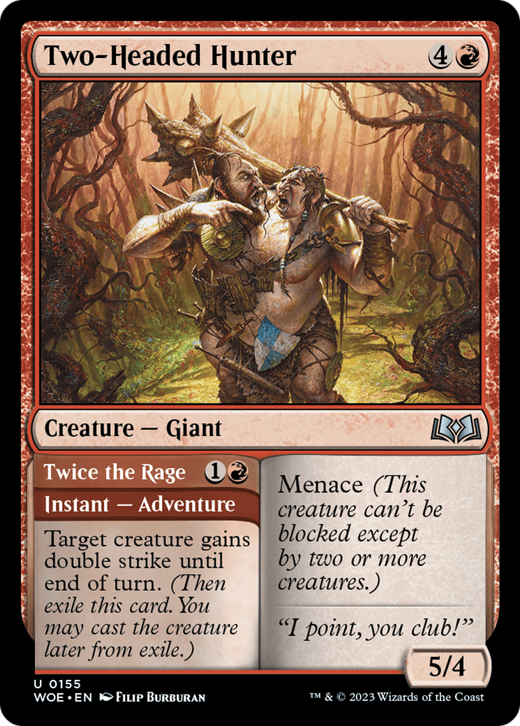 Two-Headed Hunter // Twice the Rage (WOE-155) - Wilds of Eldraine [Uncommon]