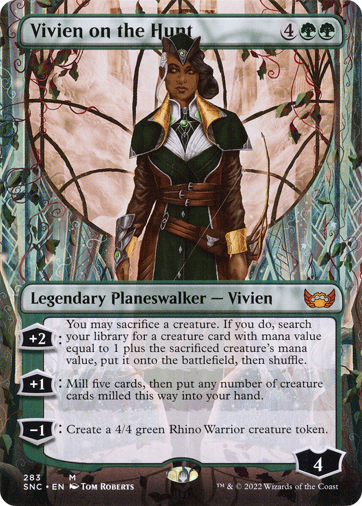 Vivien on the Hunt (SNC-283) - Streets of New Capenna (Borderless) [Mythic]