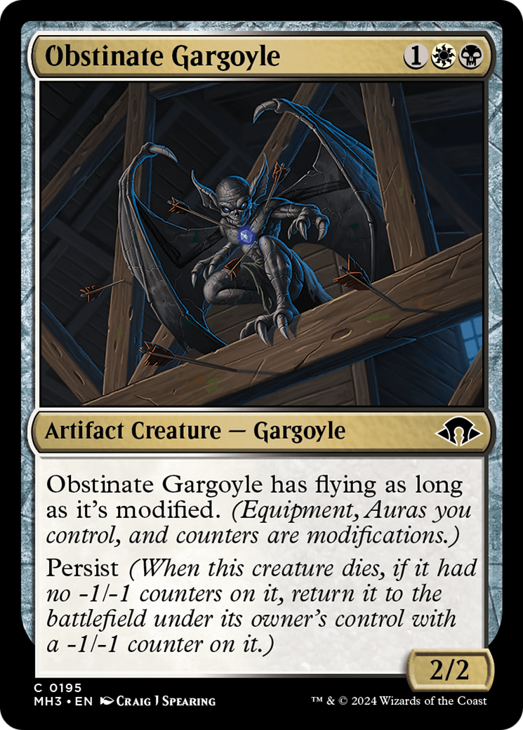 Obstinate Gargoyle (MH3-195) - Modern Horizons 3 Foil [Common]