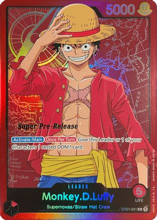 Monkey.D.Luffy (001) (ST01-001) - Super Pre-Release Starter Deck 1: Straw Hat Crew Foil [Leader]