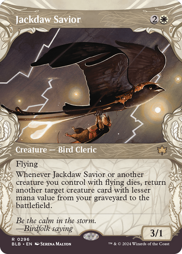 Jackdaw Savior (BLB-296) - Bloomburrow: (Showcase) Foil [Rare]