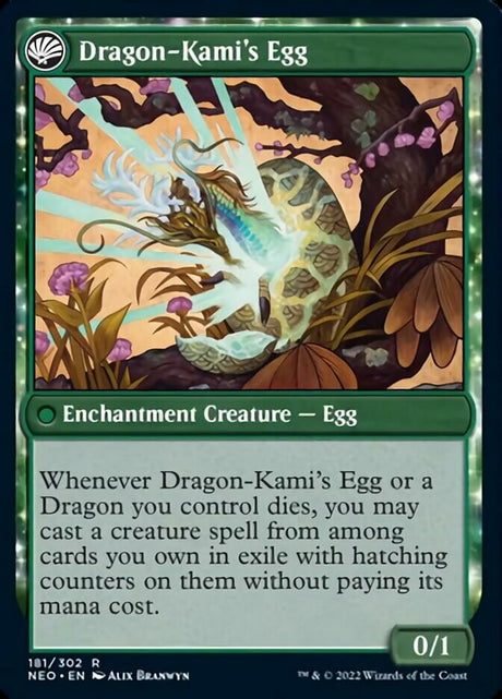 The Dragon-Kami Reborn // Dragon-Kami's Egg (NEO-181) - Kamigawa: Neon Dynasty: (fandfc) [Rare]