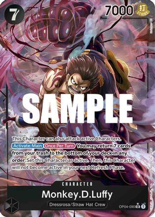 Monkey.D.Luffy (090) (Alternate Art) (OP04-090) - Kingdoms of Intrigue Foil [Super Rare]