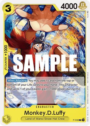 Monkey.D.Luffy (Pre-Release Tournament) (P-036) - One Piece Promotion Cards  [Promo]