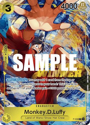 Monkey.D.Luffy (Pre-Release Tournament) (Winner) (P-036) - One Piece Promotion Cards Foil [Promo]