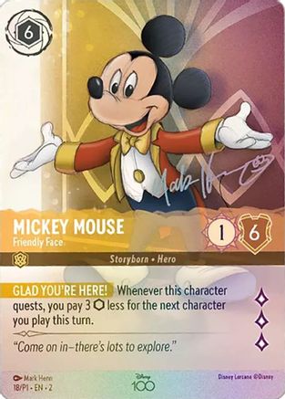 Mickey Mouse - Friendly Face (Alternate Art) (18) - Disney100 Promos Holofoil [Promo]