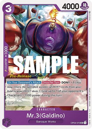 Mr.3 (Galdino) (OP04-070) - Kingdoms of Intrigue Pre-Release Cards  [Uncommon]