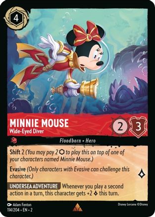 Minnie Mouse - Wide-Eyed Diver (114/204) - Rise of the Floodborn Cold Foil [Rare]