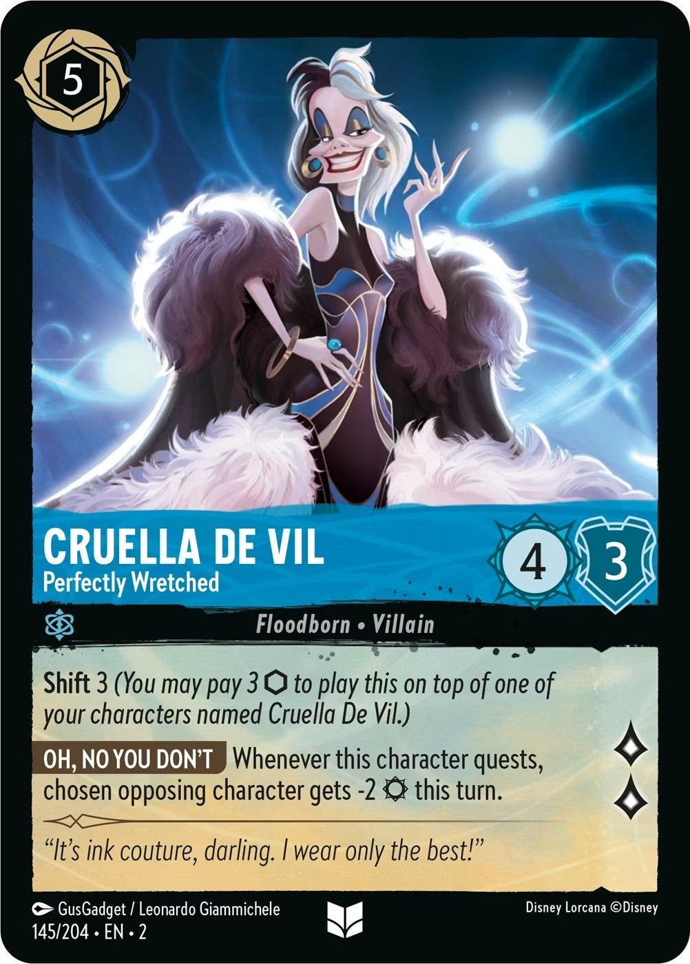 Cruella De Vil - Perfectly Wretched (145/204) - Rise of the Floodborn  [Uncommon]