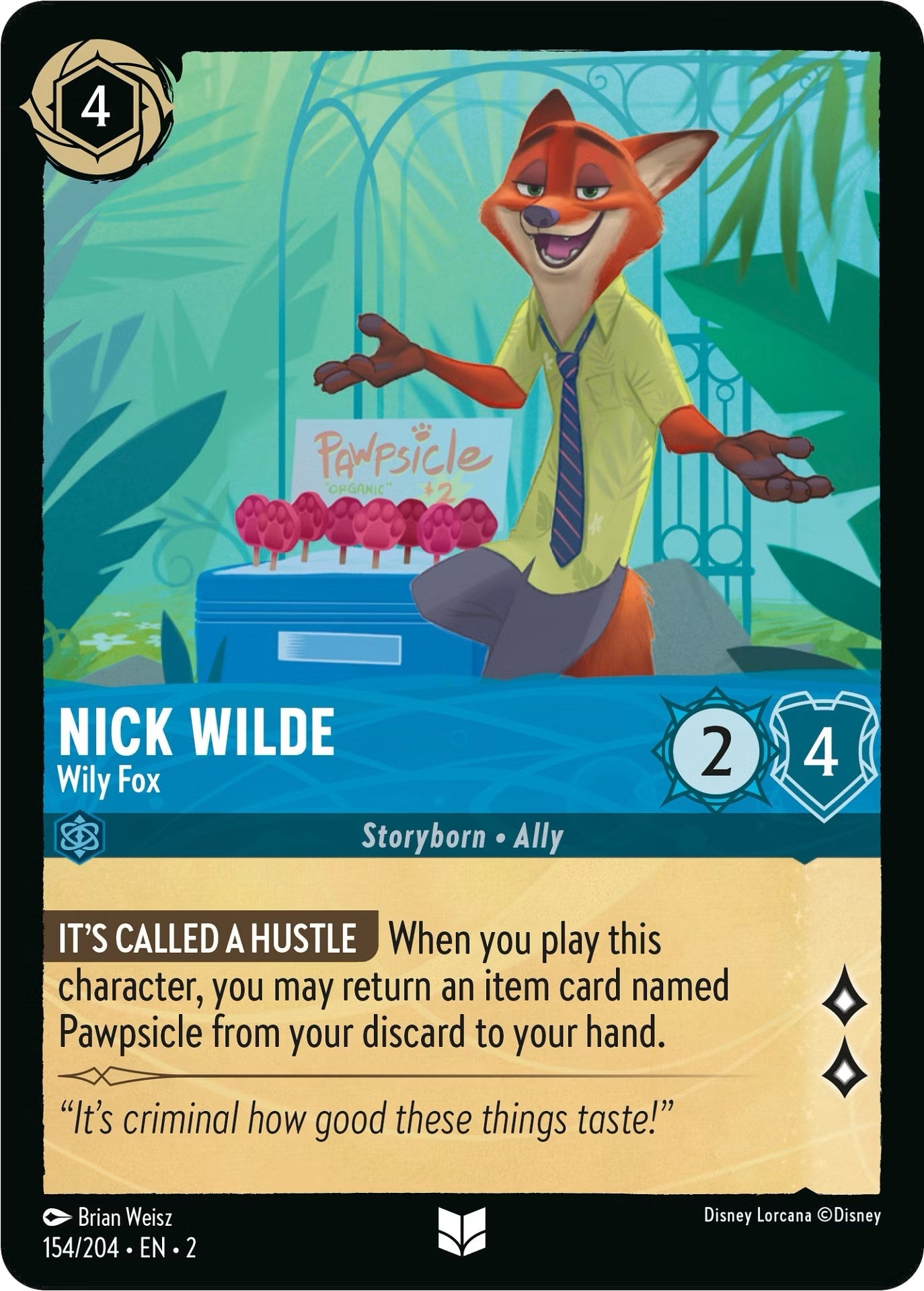 Nick Wilde - Wily Fox (154/204) - Rise of the Floodborn  [Uncommon]