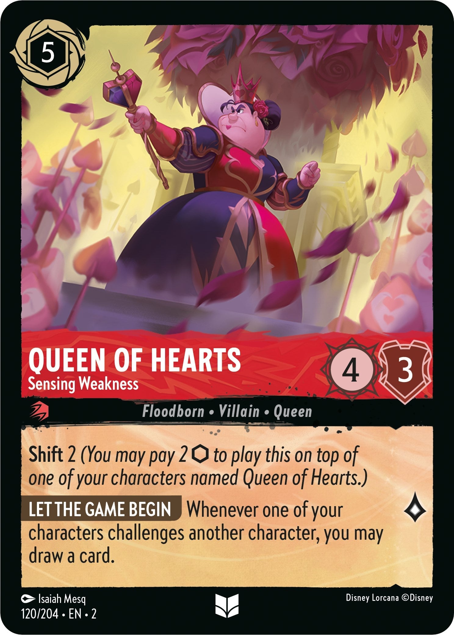 Queen of Hearts - Sensing Weakness (120/204) - Rise of the Floodborn  [Uncommon]