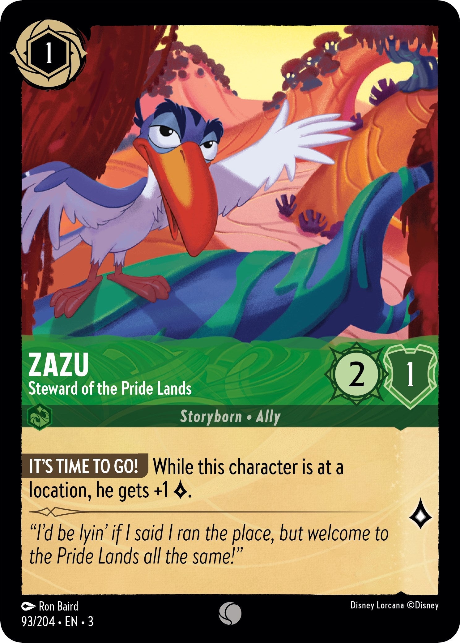 Zazu - Steward of the Pride Lands (93/204) - Into the Inklands  [Common]