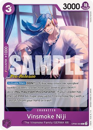 Vinsmoke Niji (064) (OP06-064) - Wings of the Captain Pre-Release Cards  [Common]