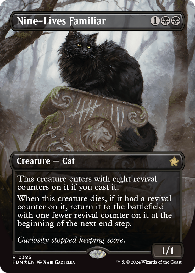 Nine-Lives Familiar (FDN-385) - Foundations (Borderless) Foil [Rare]