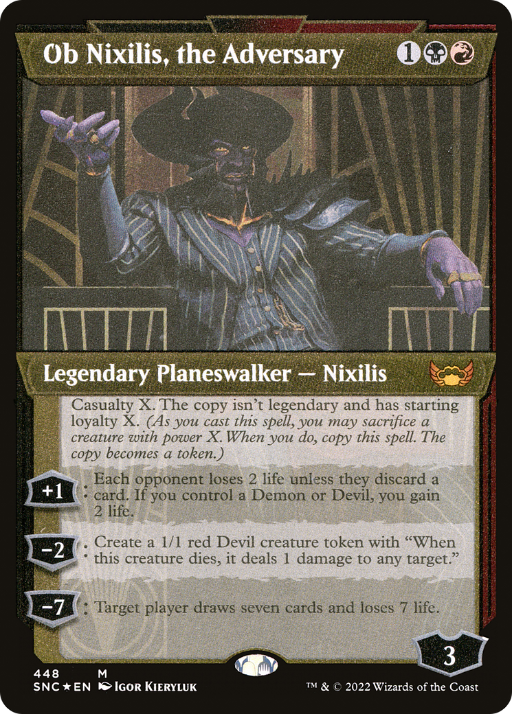 Ob Nixilis, the Adversary (SNC-448) - Streets of New Capenna: (Showcase) Etched Foil [Mythic]