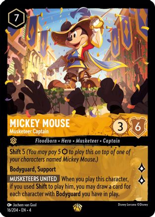 Mickey Mouse - Musketeer Captain (16/204) - Ursulas Return Cold Foil [Legendary]