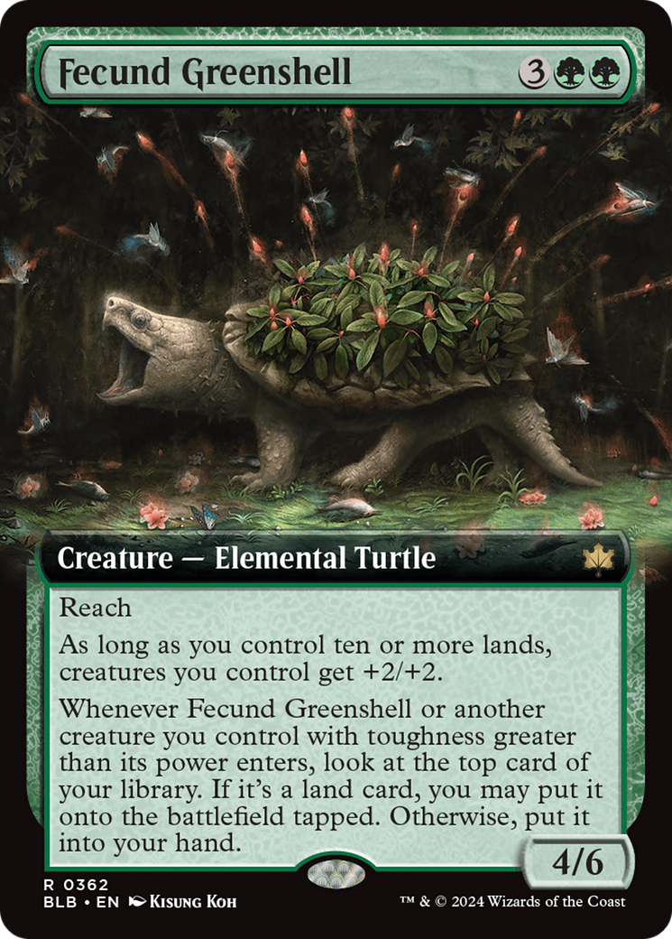 Fecund Greenshell (BLB-362) - Bloomburrow: (Extended Art) Foil [Rare]