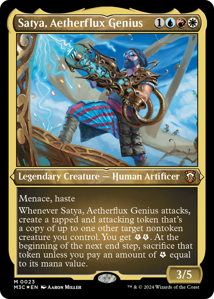 Satya, Aetherflux Genius (M3C-023) - Modern Horizons 3 Commander Etched Foil [Mythic]