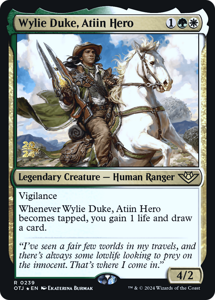 Wylie Duke, Atiin Hero (POTJ-239S) - Outlaws of Thunder Junction Promos Foil [Rare]