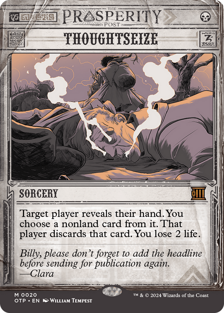 Thoughtseize (OTP-020) - Breaking News: (Showcase) (Borderless) [Mythic]