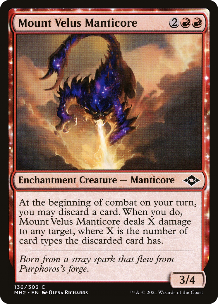 Mount Velus Manticore (MH2-136) - Modern Horizons 2: (nyxtouched) Foil [Common]