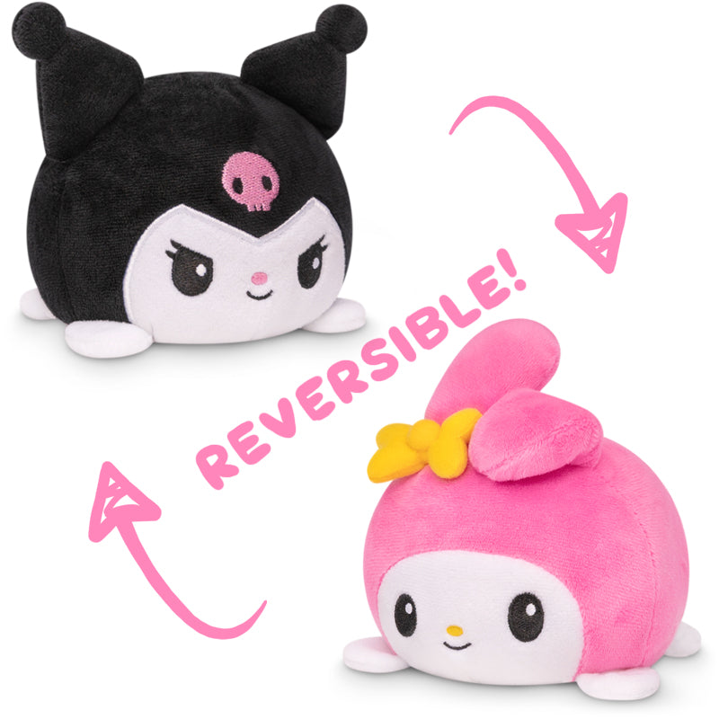 Reversible Sanrio My Melody & Kuromi Plushie (Happy + Angry / White & Pink + White & Black)