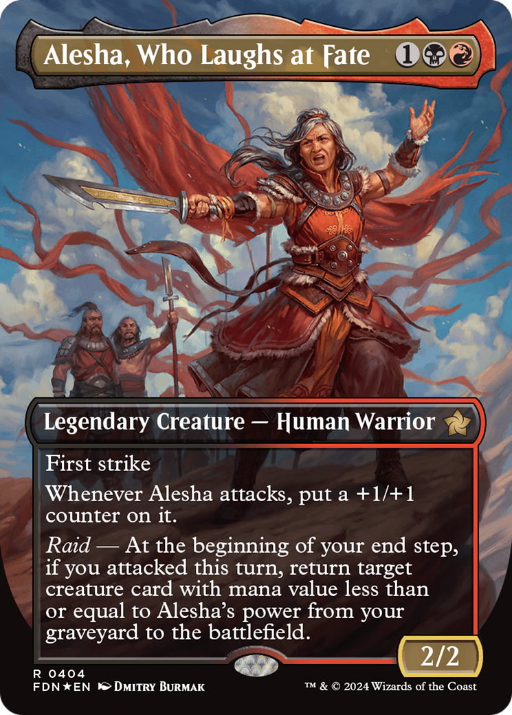 Alesha, Who Laughs at Fate (FDN-404) - Foundations (Borderless) Foil [Rare]