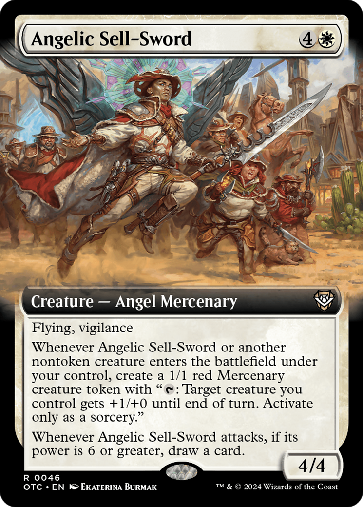 Angelic Sell-Sword (OTC-046) - Outlaws of Thunder Junction Commander: (Extended Art) [Rare]