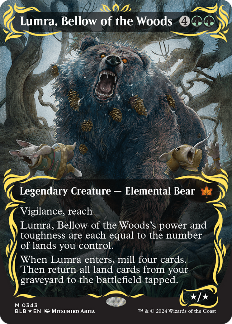 Lumra, Bellow of the Woods (BLB-343) - Bloomburrow: (Showcase) (Borderless) Foil [Mythic]