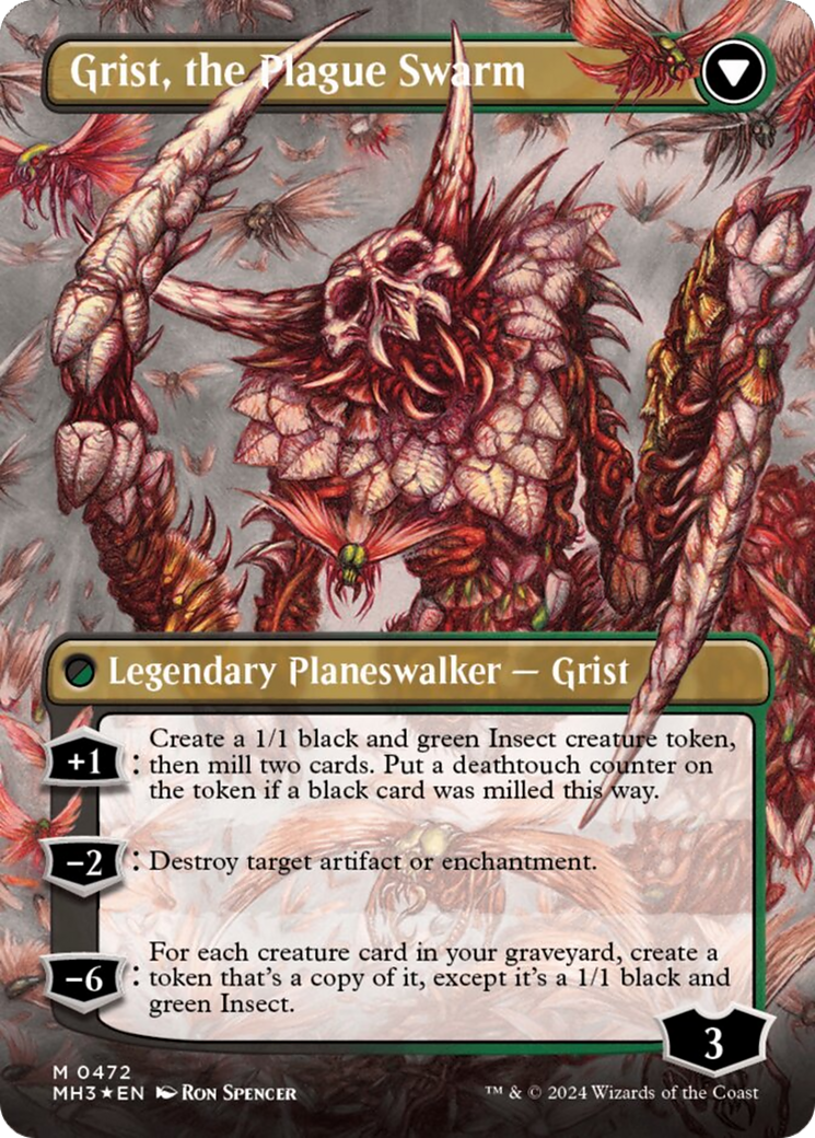 Grist, Voracious Larva // Grist, the Plague Swarm (MH3-472) - Modern Horizons 3 (Borderless) Textured Foil [Mythic]