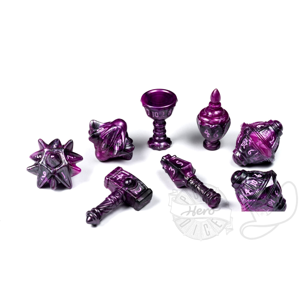 PolyHero Cleric 8 Dice Set - Vile Violet