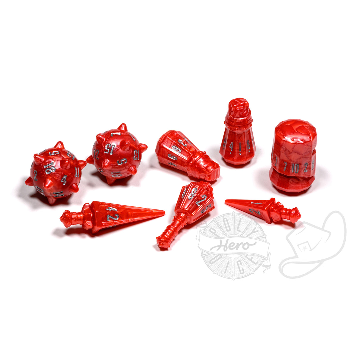 PolyHero Warrior 8 Dice Set - Crimson Carnage