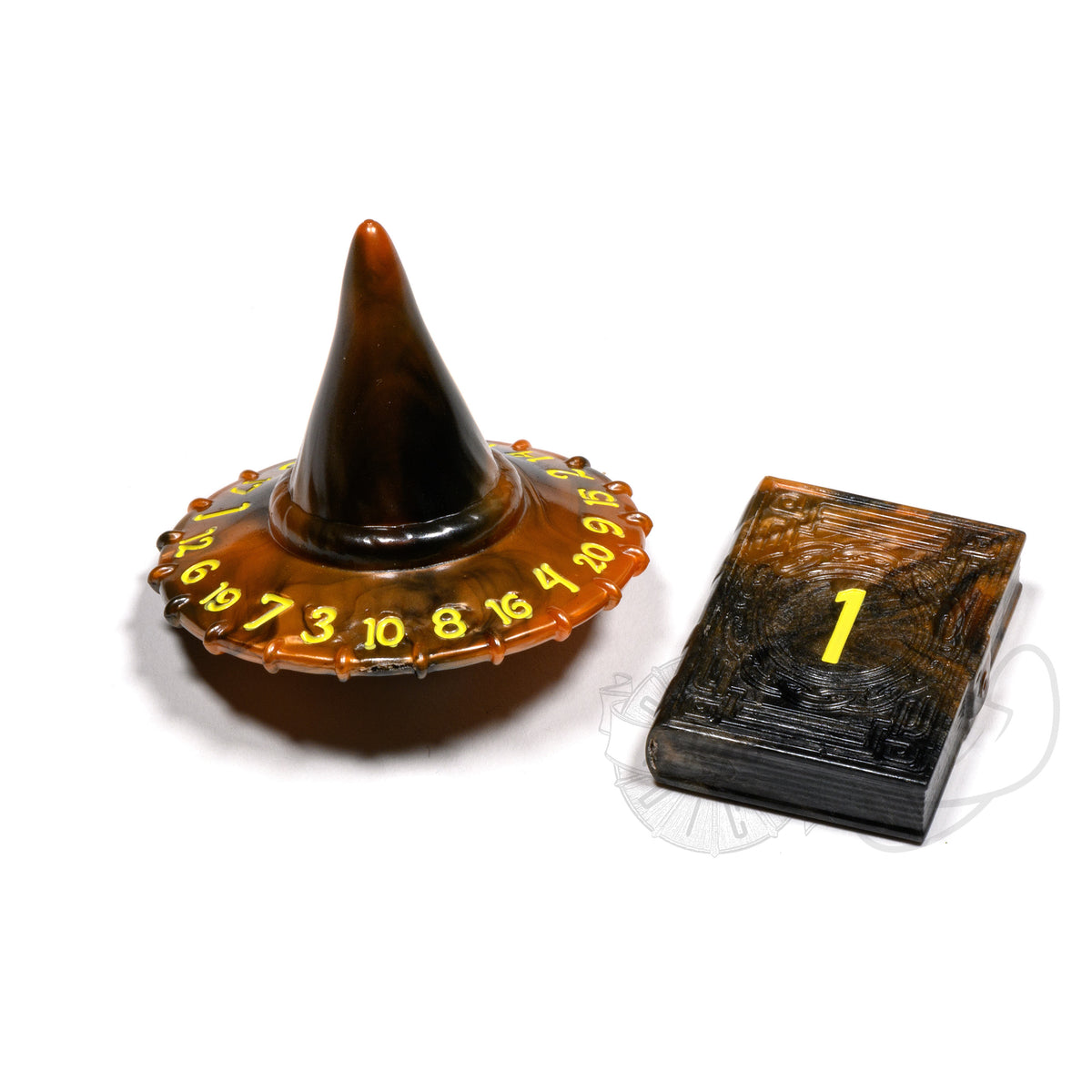 PolyHero Wizard d20 Wizard Hat and d2 Spellbook in Smoldering Ember