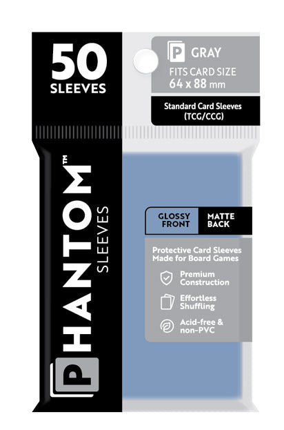 Phantom Card Sleeves - Gray Standard Size (64mm x 88mm) - Gloss/Matte (50ct)