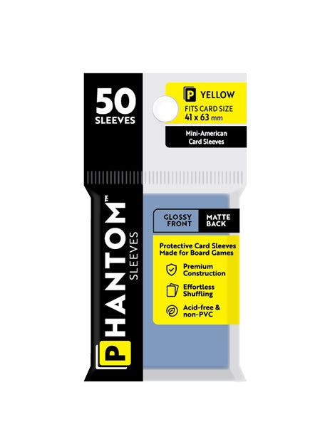 Phantom Card Sleeves - Yellow Mini-American Size (41mm x 63mm) - Gloss/Matte (50ct)