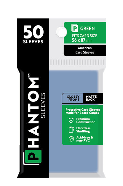 Phantom Card Sleeves - Green American Size (56mm x 87mm) - Gloss/Matte (50ct)