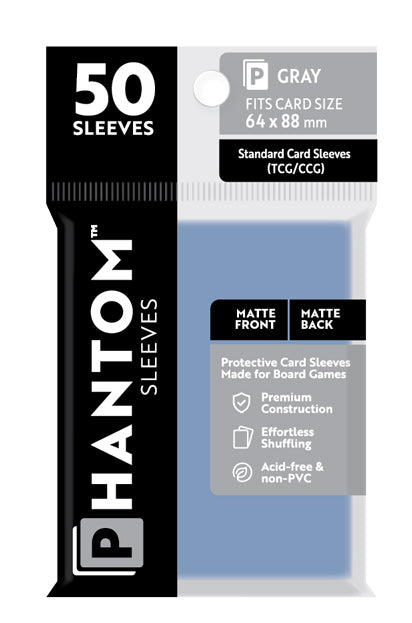 Phantom Card Sleeves - Gray Standard Size (64mm x 88mm) - Matte/Matte (50ct)